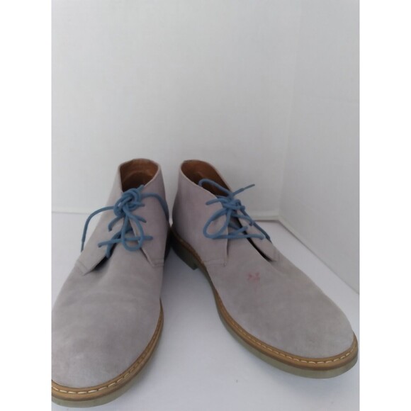 Casual Suede Desert Chukka Boots with Blue Laces Light‎ Gray Ankle Boots main image 5